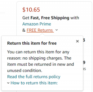 Amazon FBA free returns