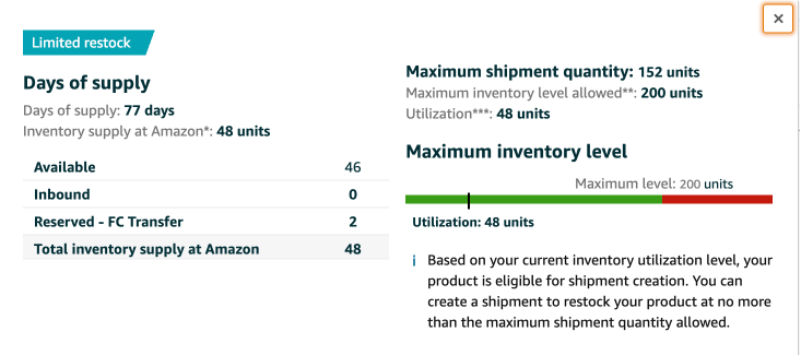 Amazon FBA maximum shipment quantity